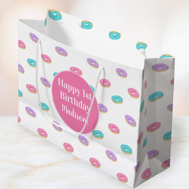 Bolsa De Regalo Grande Patrón de donuts de rociado lindo Cumpleaños perso (Subido por el creador)