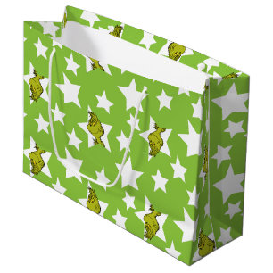 Bolsa De Regalo Grande Patrón de estrella de Grinch asomándose