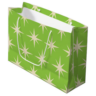 Bolsa De Regalo Grande Patrón de estrellas atómicas de mediados de siglo 