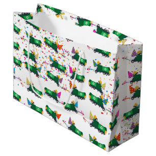 Bolsa De Regalo Grande Patrón de Fiesta de camiones de basura de reciclaj