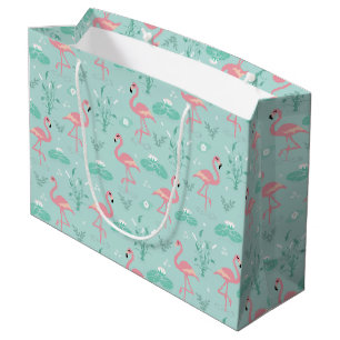 Bolsa De Regalo Grande Patrón de flamencos rosados Pastel