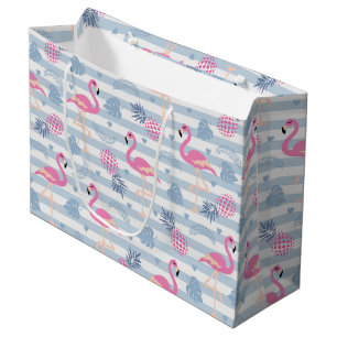 Bolsa De Regalo Grande Patrón de flamencos y piñas singulares