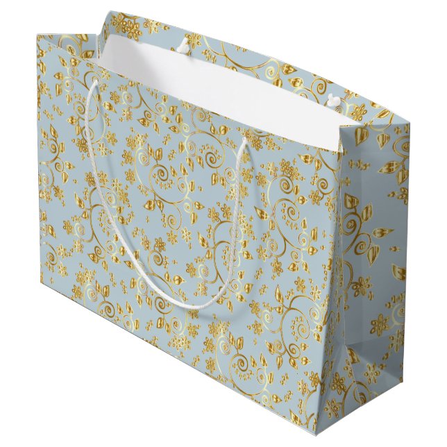 Bolsa De Regalo Grande patrón de flor dorada (Angulo reverso)