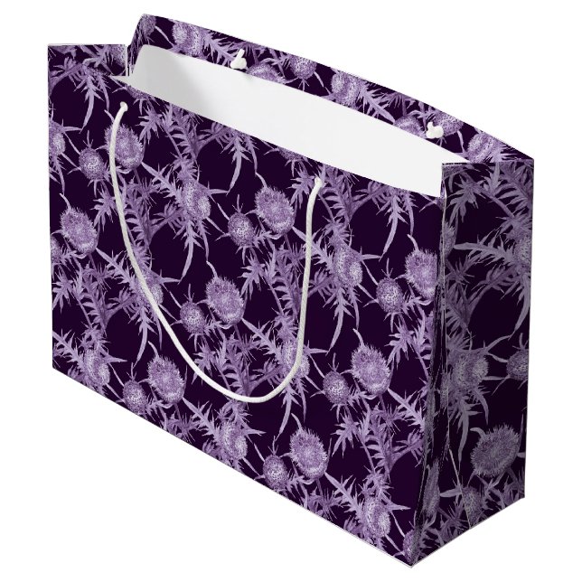 Bolsa De Regalo Grande patrón de flor violeta de cardo (Angulo reverso)