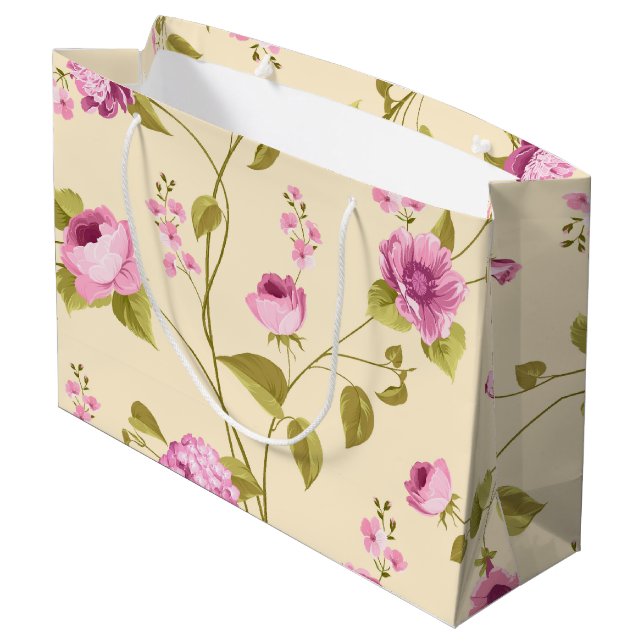 Bolsa De Regalo Grande Patrón de flores 16 (Angulo reverso)
