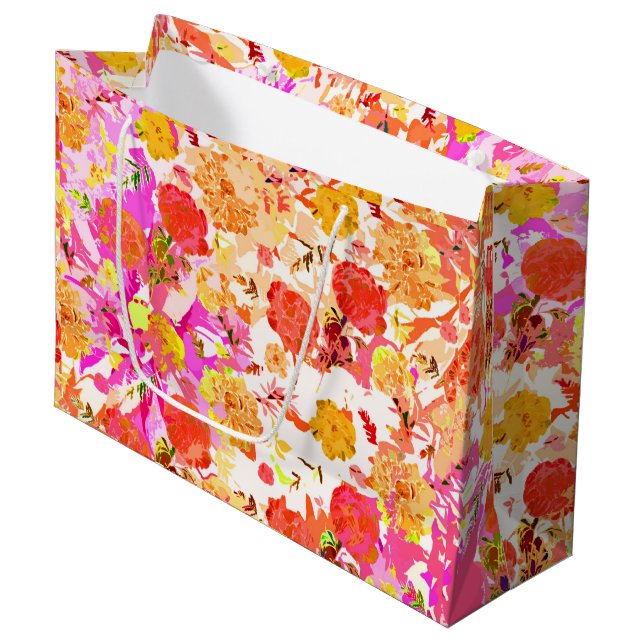 Bolsa De Regalo Grande Patrón de flores cortas (Angulo Anverso)