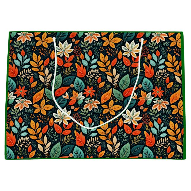 Bolsa De Regalo Grande Patrón de flores exóticas florales (Anverso)