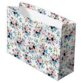 Bolsa De Regalo Grande Patrón de flores primaverales coloridas