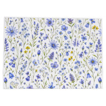 Patrón de flores silvestres acuarela azul amarillo