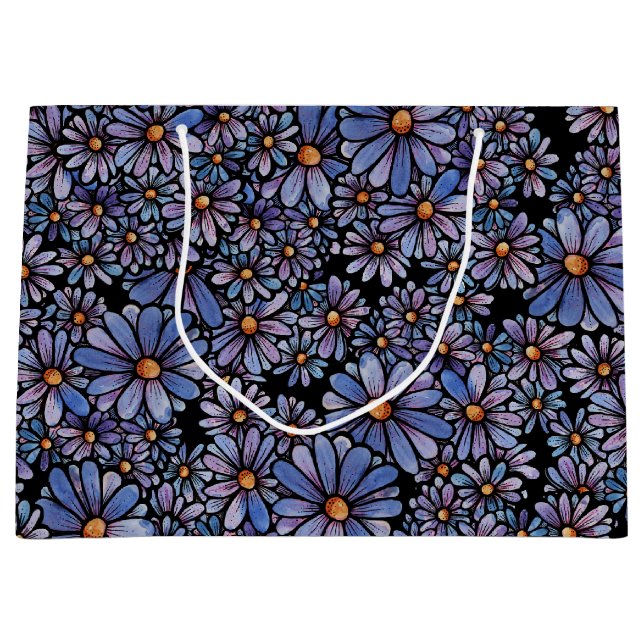 Bolsa De Regalo Grande Patrón de flores silvestres púrpura (Anverso)