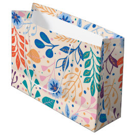 Bolsa De Regalo Grande Patrón de follaje moderno de hojas coloridas