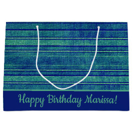 Bolsa De Regalo Grande Patrón de franjas afligidas de color verde azul bo