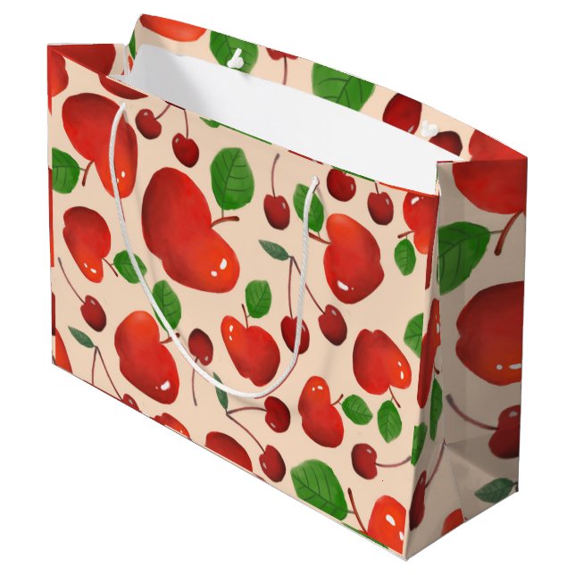 Bolsa De Regalo Grande Patrón de fruta de cerezas secas (Angulo reverso)
