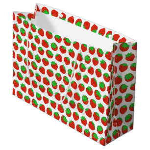 Bolsa De Regalo Grande Patrón de frutas de verano de fresa roja