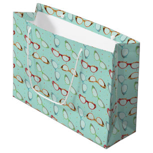 Bolsa De Regalo Grande Patrón de gafas católicas verde azulado con puntos