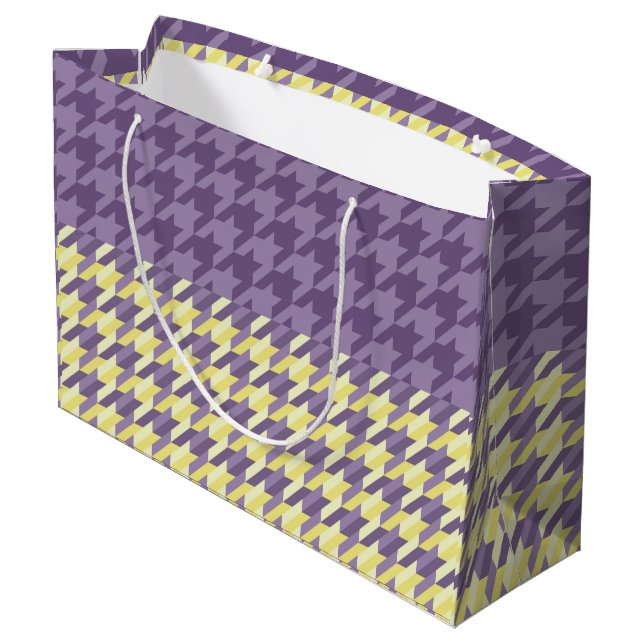 Bolsa De Regalo Grande Patrón de gallo en morado y amarillo (Angulo reverso)