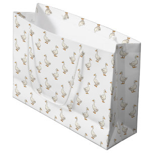 Bolsa De Regalo Grande Patrón de ganso blanco lindo