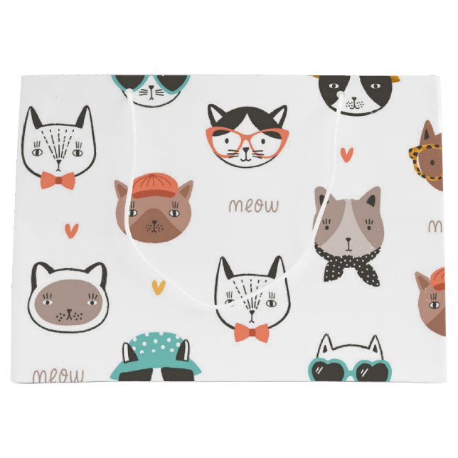 Bolsa De Regalo Grande Patrón de gato (Anverso)