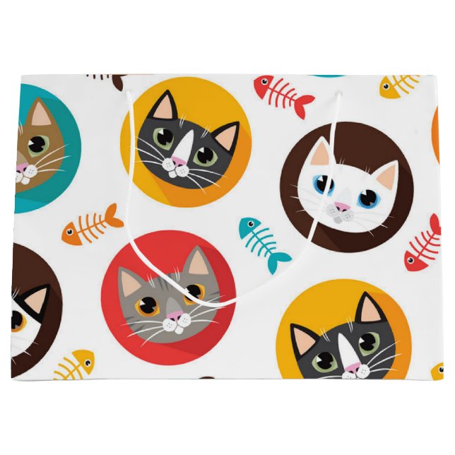 Bolsa De Regalo Grande Patrón de gato (Anverso)