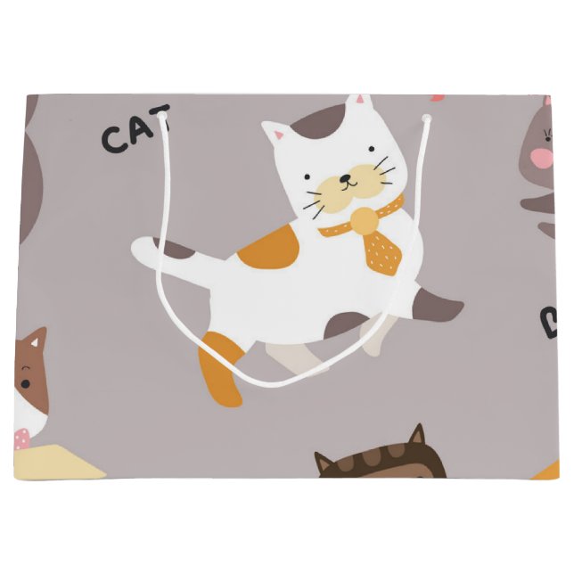 Bolsa De Regalo Grande Patrón de gato (Anverso)