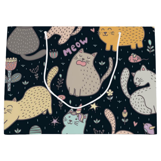 Bolsa De Regalo Grande Patrón de gato (Anverso)