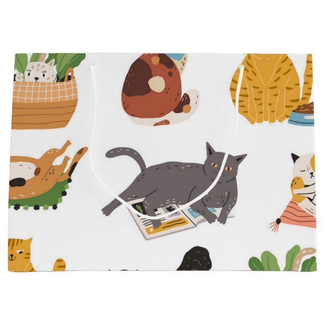 Bolsa De Regalo Grande Patrón de gato (Anverso)