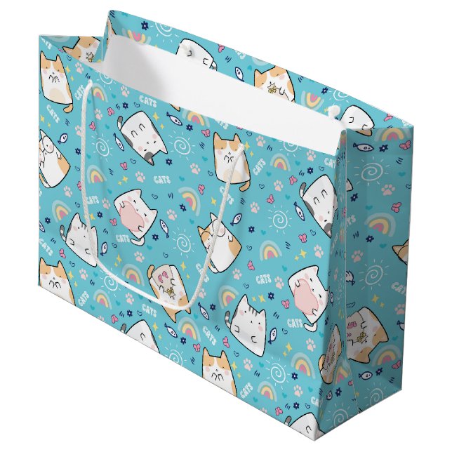 Bolsa De Regalo Grande Patrón de gato kitty caprichoso (Angulo Anverso)