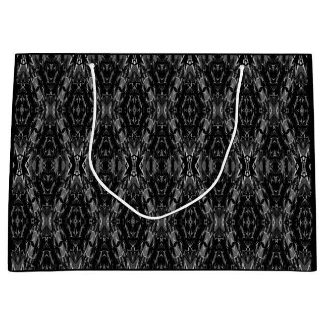 Bolsa De Regalo Grande Patrón de geometría abstracta gris negro (Anverso)