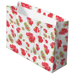 Bolsa De Regalo Grande Patrón de geranios de acuarela