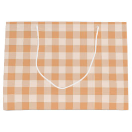 Bolsa De Regalo Grande Patrón de Gingham de Peach White Checkered