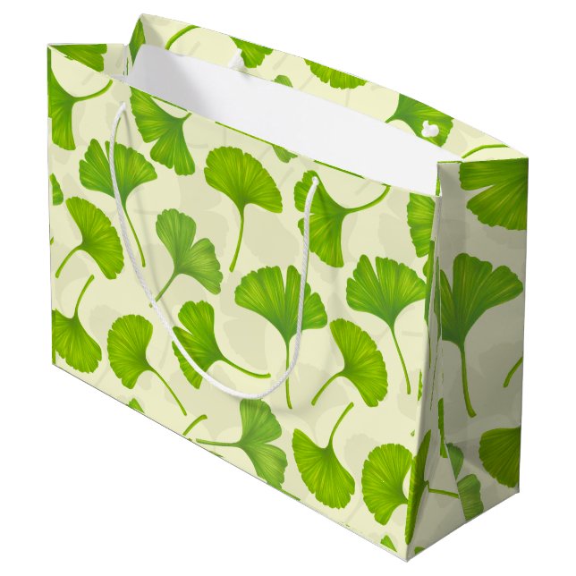Bolsa De Regalo Grande Patrón de Ginkgo en blanco roto (Angulo reverso)