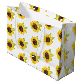 Bolsa De Regalo Grande Patrón de girasol acuarela pintado a mano