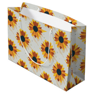 Bolsa De Regalo Grande Patrón de girasol de estilo geométrico