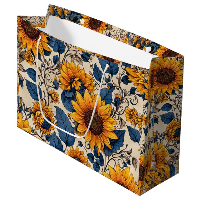 Bolsa De Regalo Grande Patrón de girasol radiante (Angulo Anverso)