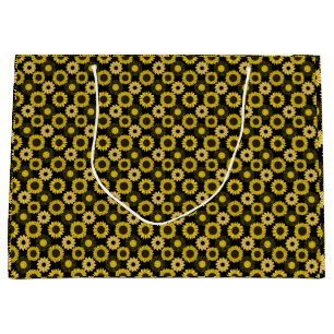 Bolsa De Regalo Grande Patrón de girasoles bx4 Negro BG