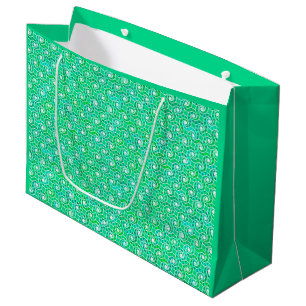 Bolsa De Regalo Grande Patrón de giro abstracto - tonos verdes de jade
