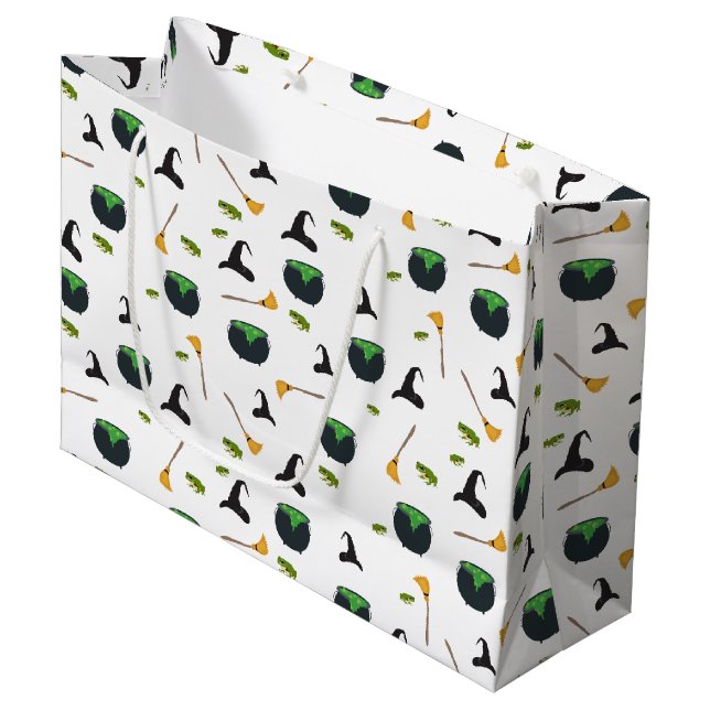 Bolsa De Regalo Grande Patrón de Halloween de Broom Caldron (Angulo Anverso)