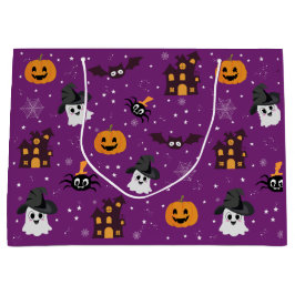 Bolsa De Regalo Grande Patrón de Halloween morado