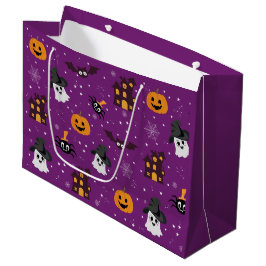Bolsa De Regalo Grande Patrón de Halloween morado