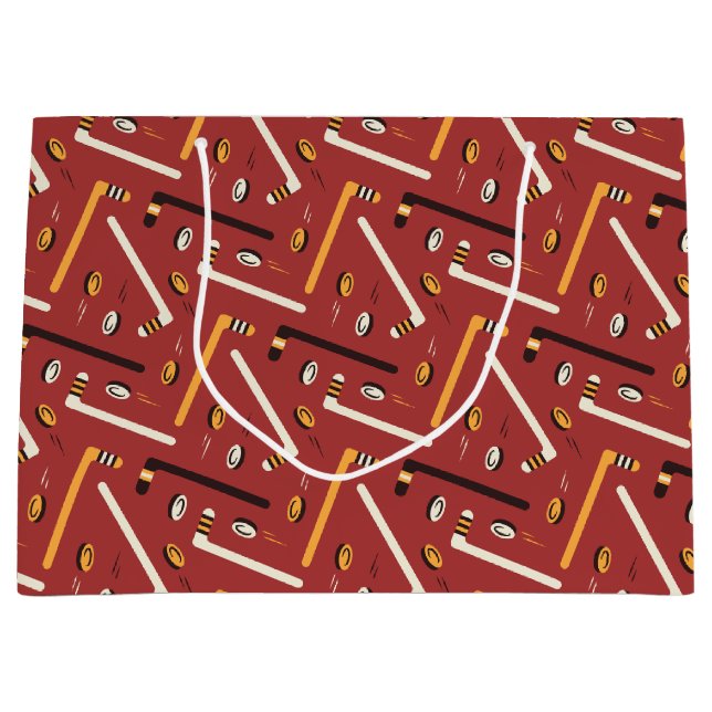 Bolsa De Regalo Grande Patrón de hockey (Anverso)