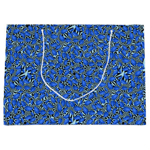 Bolsa De Regalo Grande Patrón de hojas 22.w.blue Gray BG