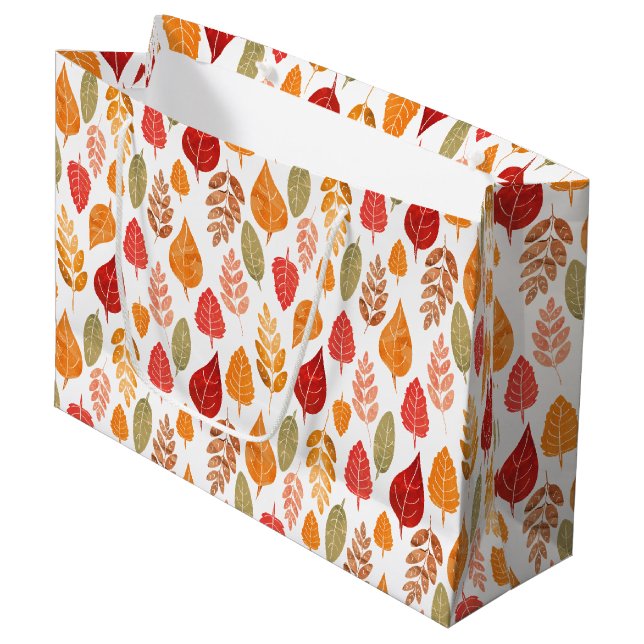 Bolsa De Regalo Grande Patrón de hojas otoñales pintadas (Angulo Anverso)