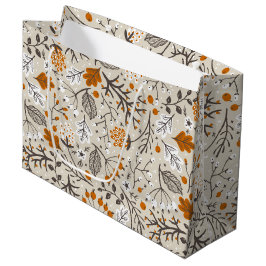 Bolsa De Regalo Grande Patrón de hojas y ramas de bayas de otoño