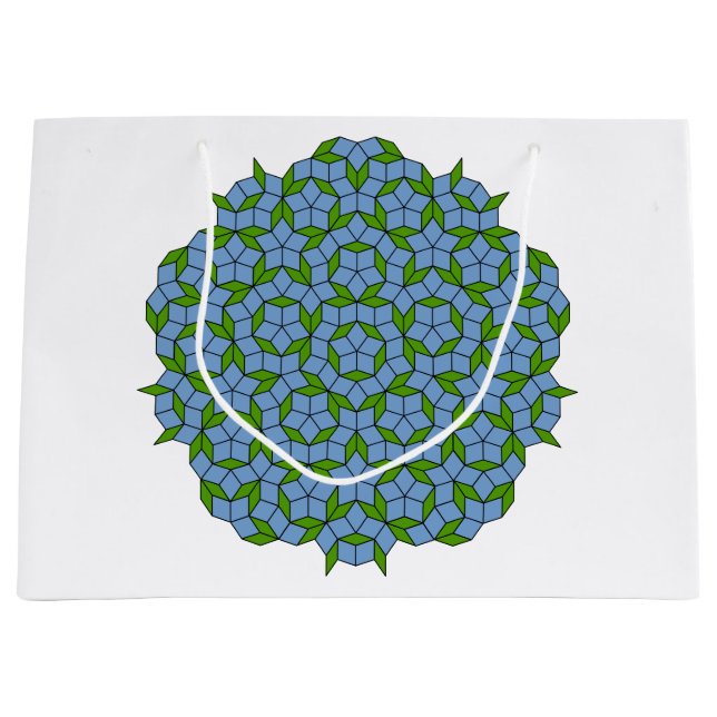 Bolsa De Regalo Grande Patrón de hombus penrose verde y azul (Anverso)