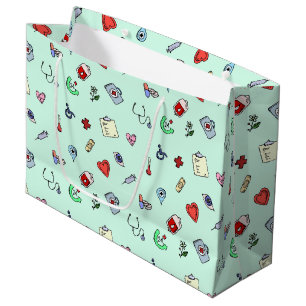 Bolsa De Regalo Grande Patrón de iconos médicos curados