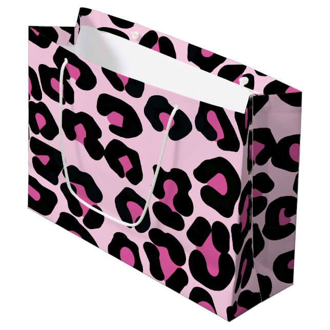 Bolsa De Regalo Grande Patrón de impresión de leopardo rosa y negro Gift  (Angulo Anverso)