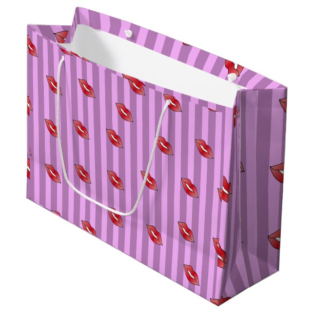 Bolsa De Regalo Grande Patrón de labios de besos (Angulo Anverso)