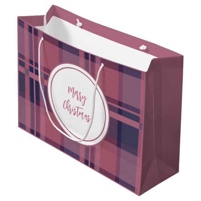 Bolsa De Regalo Grande Patrón de Lady Tartán Rosa Personalizado (Angulo Anverso)