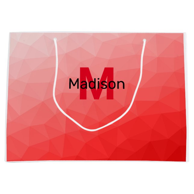 Bolsa De Regalo Grande Patrón de malla geométrica con gradiente rojo Mono (Anverso)