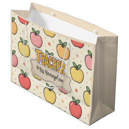 Bolsa De Regalo Grande Patrón de manzana de escuela de maestro amarillo 